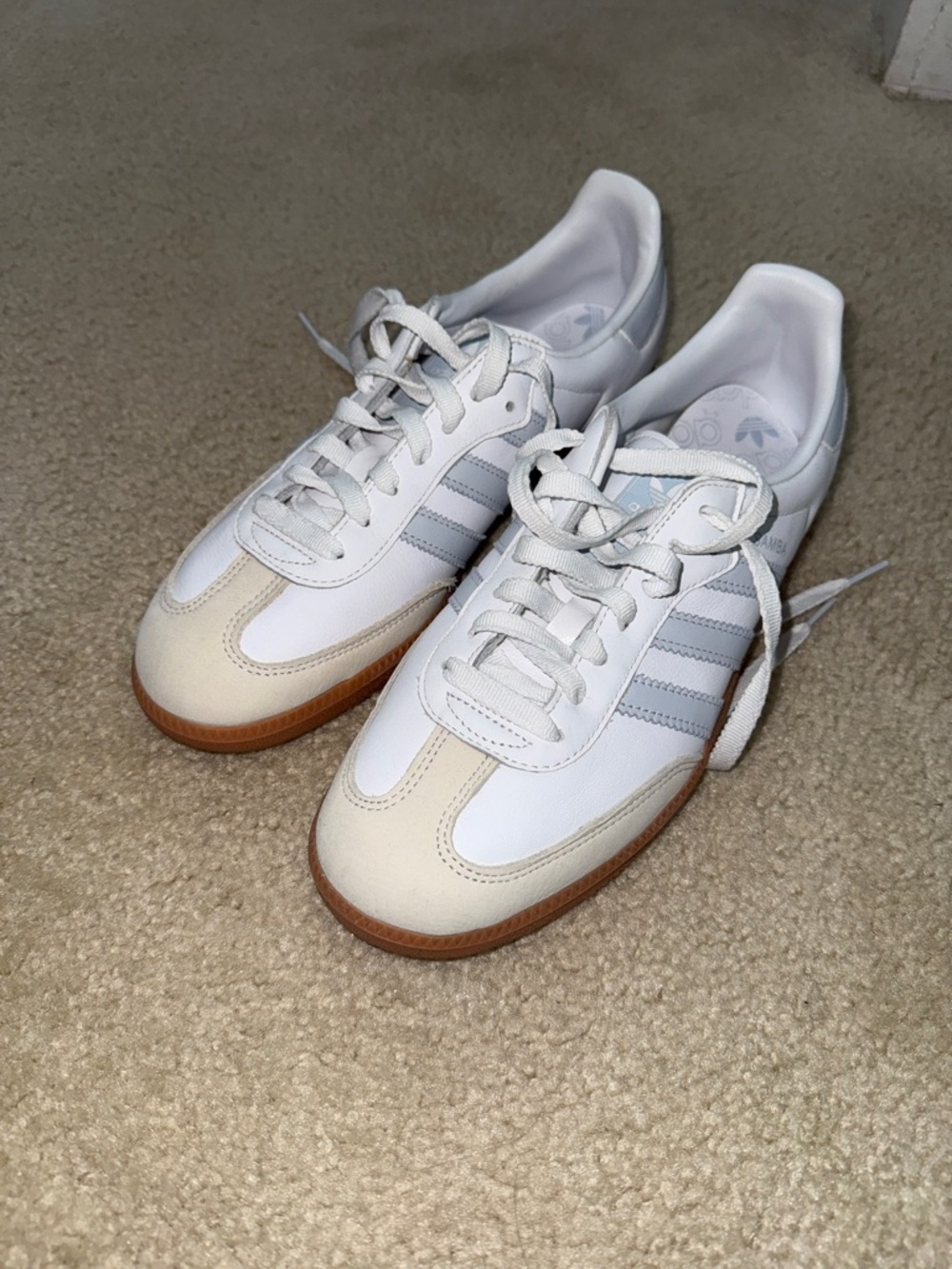 adidas White and Cream Samba-Style Athletic Shoes